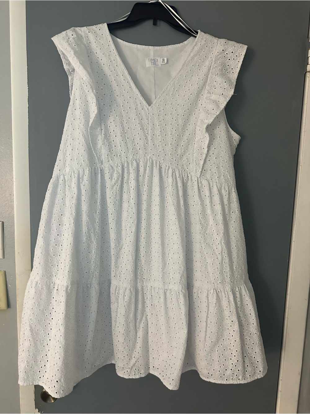 Time and Tru White Eyelet Ruffle Sundress for Girls